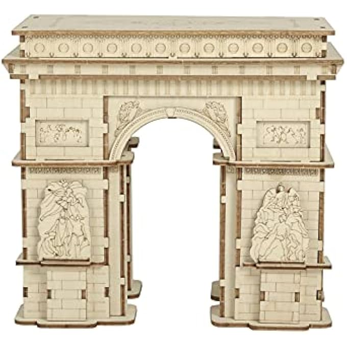 DIY 3D WOODEN PUZZLE  ARC DE TRIOMPHE BUILDINGS LASER CUT ASSEMBLY MODEL KIT BRAIN TEASER PUZZLES EDUCATIONAL STEM TOY ADULTS AND TEENS TO BUILD SAFE AND NON-TOXIC PREMIUM WOOD TG502 - Image 1